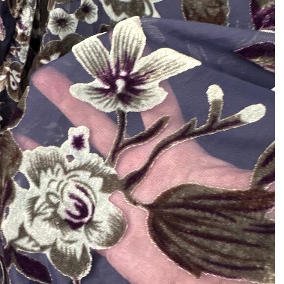 Velvet Burnout Mini Dress Baby Doll Spirit Of Grace Floral Navy Size M Boho Chic - Picture 8 of 11